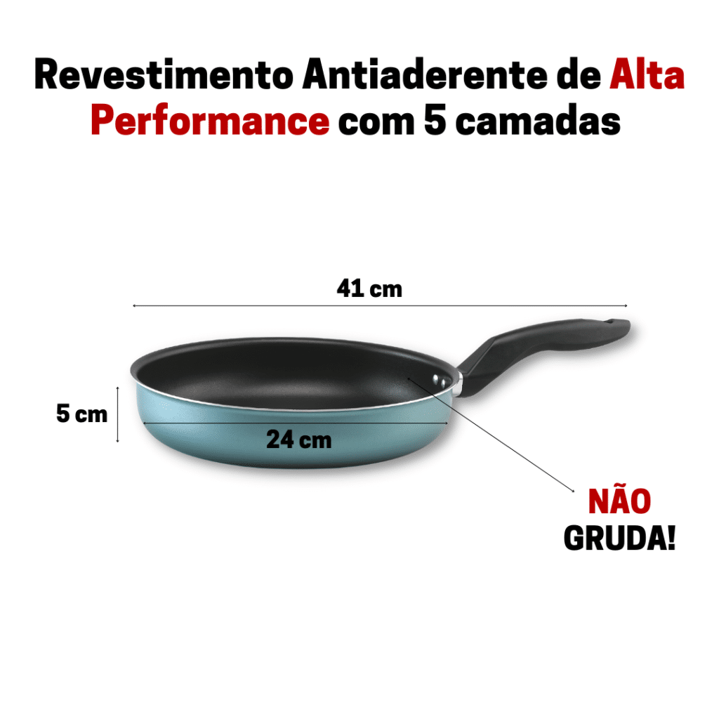 Frigideira Antiaderente 24cm Verde Com tampa de Vidro Grande - Image 2